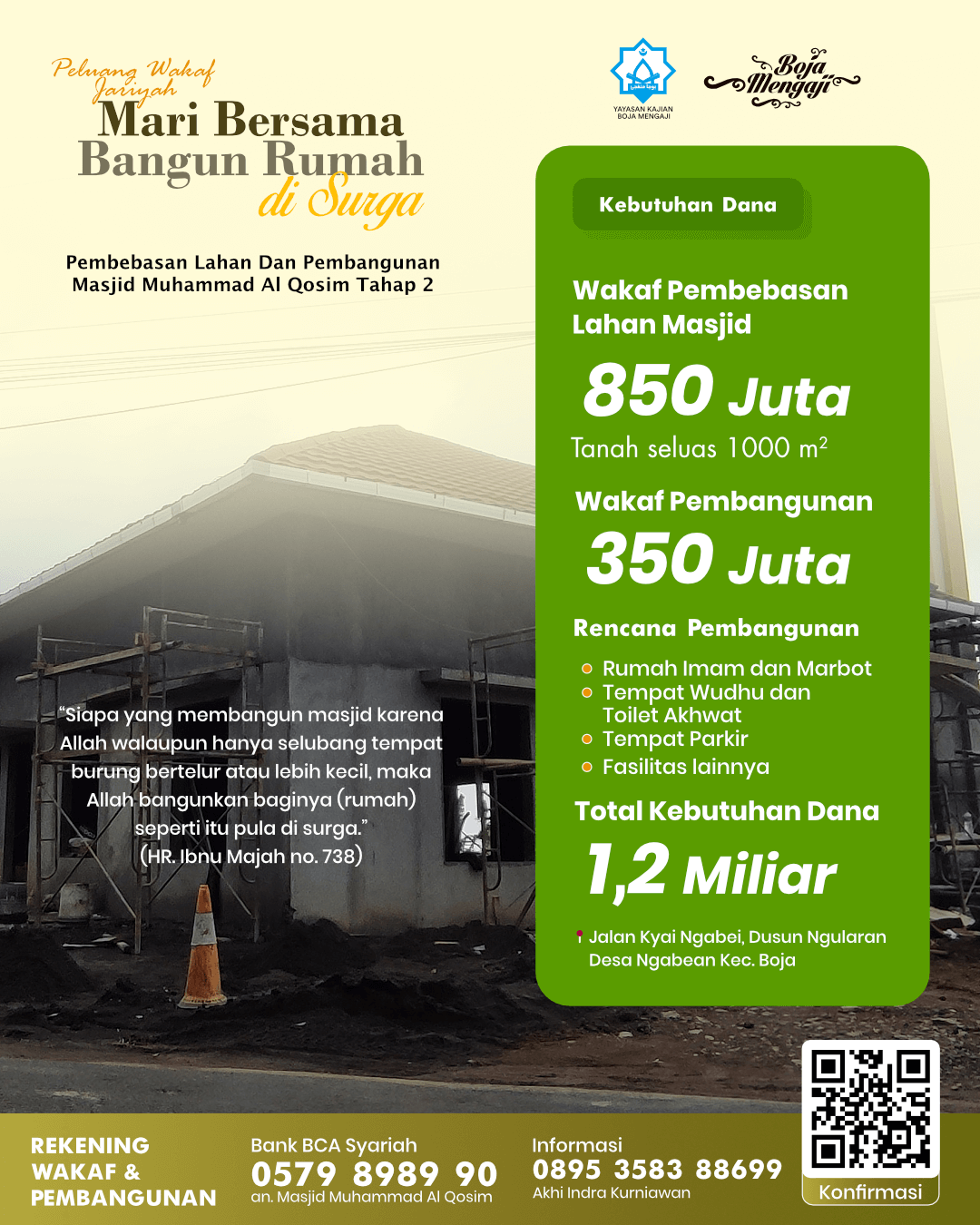 Poster program wakaf jariyah Masjid Muhammad Al Qosim